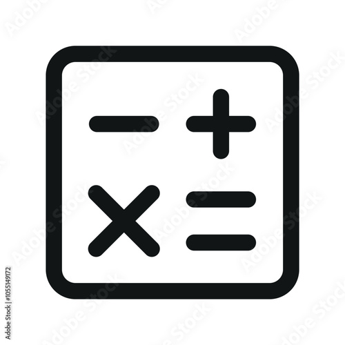 Calculator UI icon, calc simple line user interface vector symbol