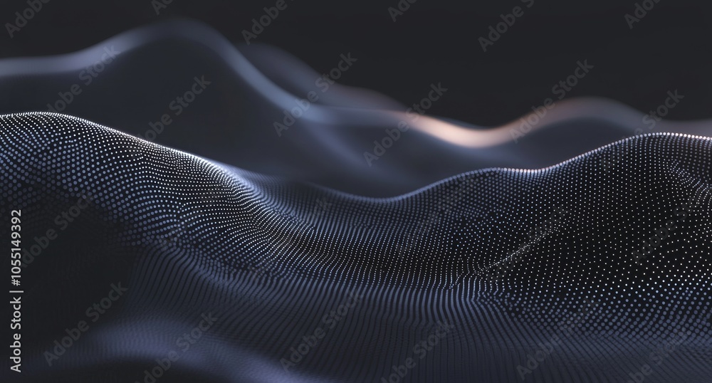 Abstract Blue Digital Waves with Glowing Dots on Dark Background Abstract Blue Digital Waves with Glowing Dots on Dark Background