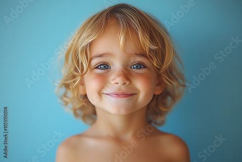 portrait of an white little boy with a smile