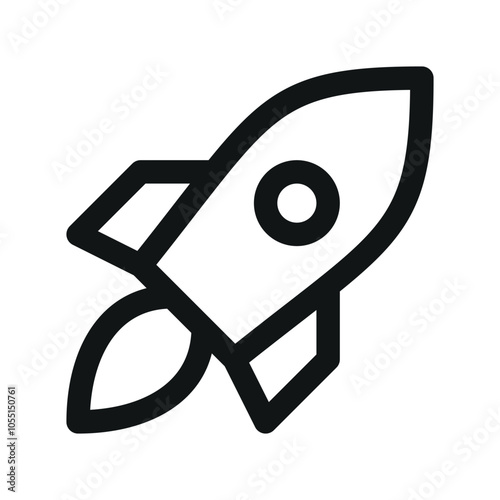 Rocket launch UI icon, rocket ship simple line user interface vector symbol