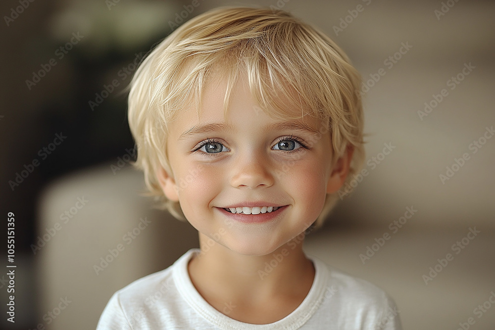 portrait of an white little boy with a smile