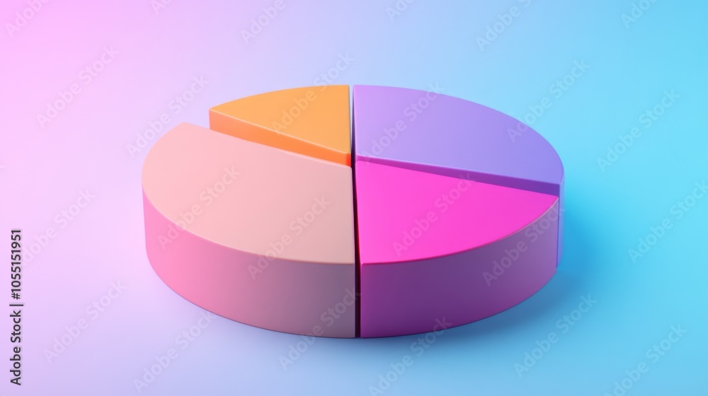 Obraz premium Colorful 3D Pie Chart on Gradient Background