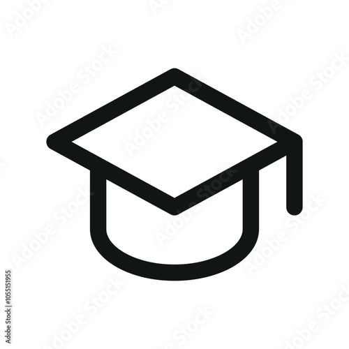 Education UI icon, student hat simple line user interface vector symbol