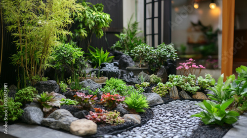 Japanese Garden with Pebble Path