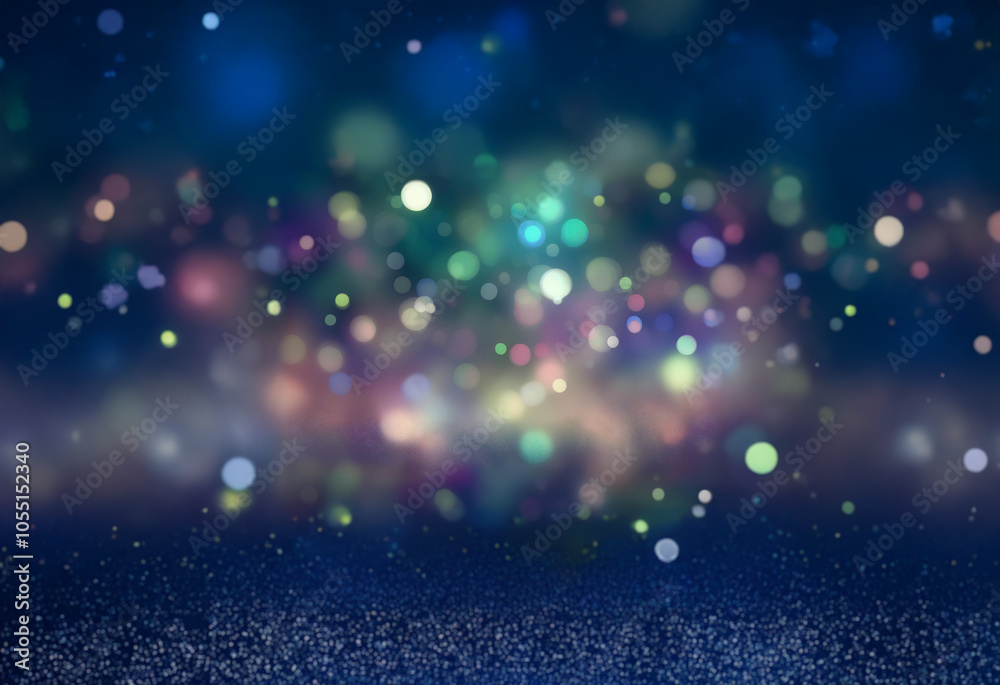 Obraz premium A dark blue background with twinkling lights and glitter.