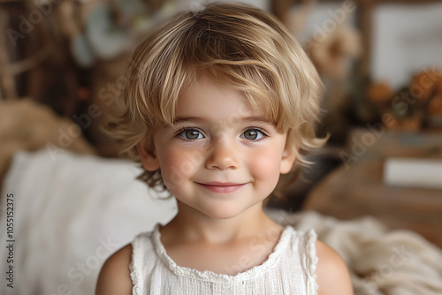 portrait of an white little boy with a smile