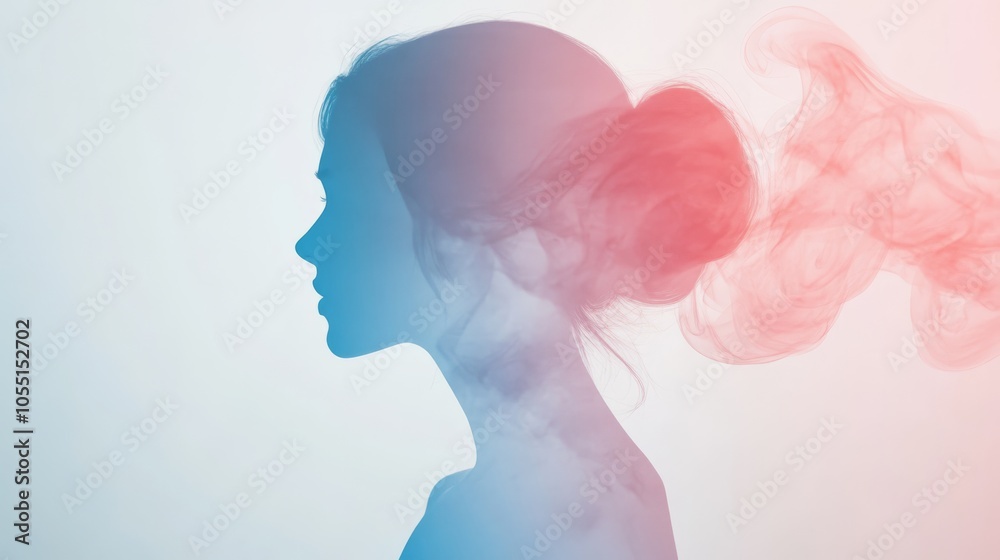 International Day for the Elimination of Violence against Women, A minimalist women's silhouette in soft colors on a white background. International Day for the Elimination of Violence against Women, A minimalist women's silhouette in soft colors on a white background.