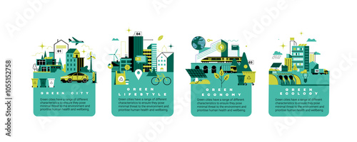 Eco-friendly city. Set of templates.