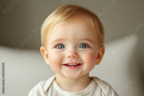 portrait of an white little boy with a smile