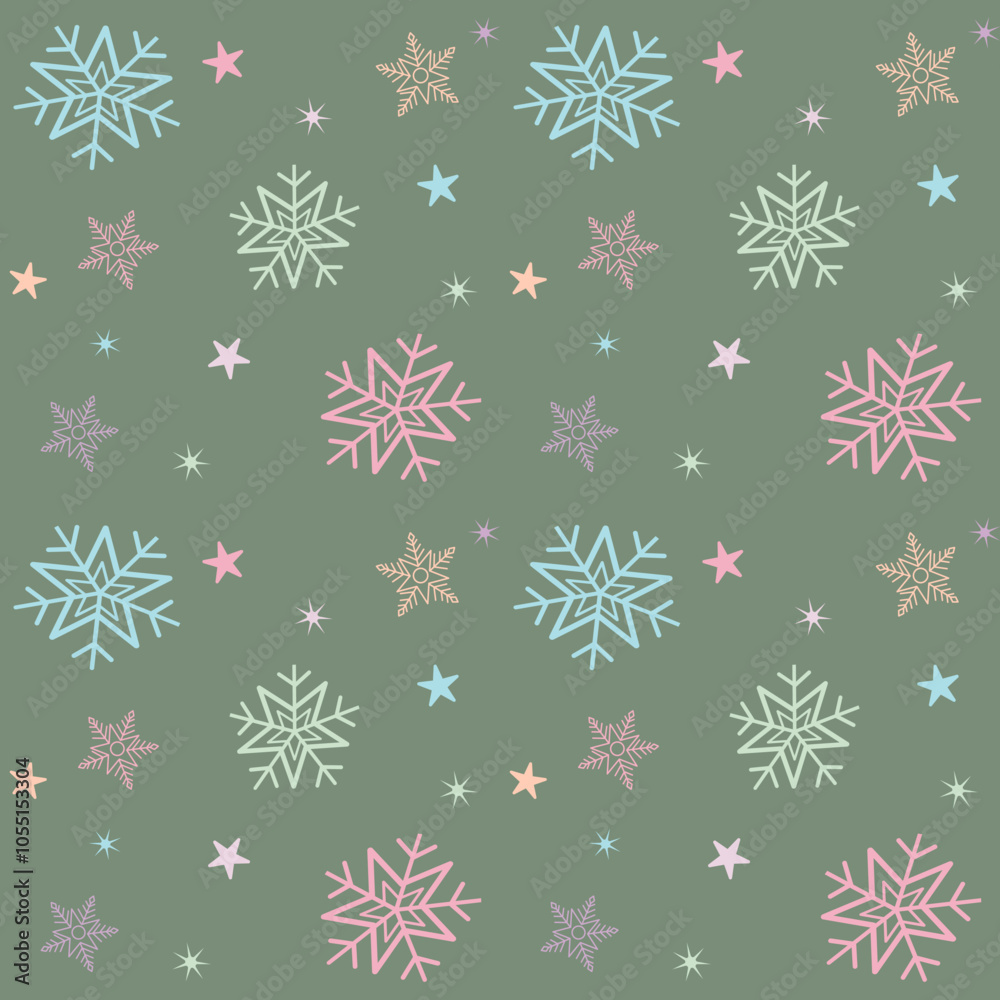 Pastel Christmas Snowflakes Seamless Patterns Pastel Christmas Snowflakes Seamless Patterns