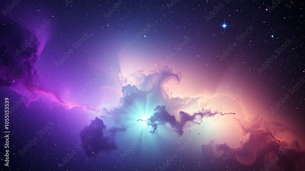 Cosmic Nebula with Vibrant Colorful Clouds Cosmic Nebula with Vibrant Colorful Clouds