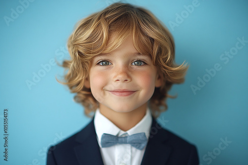 portrait of an white little boy with a smile