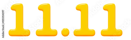3d yellow 11.11 numbers for online sale. For promotion, marketing and advertising in social networks. Stock vector illustration on isolated background.