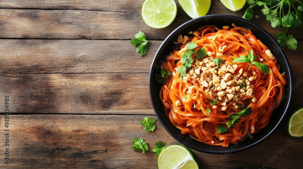 Fresh Thai Noodle Dish with Peanuts and Lime