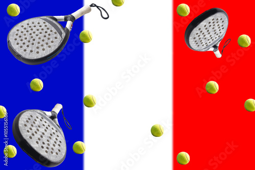 padel tennis racket and the flag of France