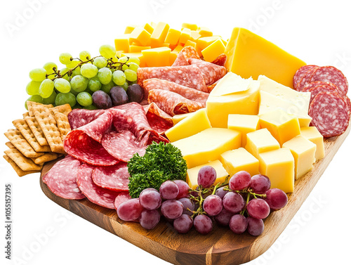 Wallpaper Mural Charcuterie board with assorted cheese, meat, and grapes isolated on white background PNG Torontodigital.ca