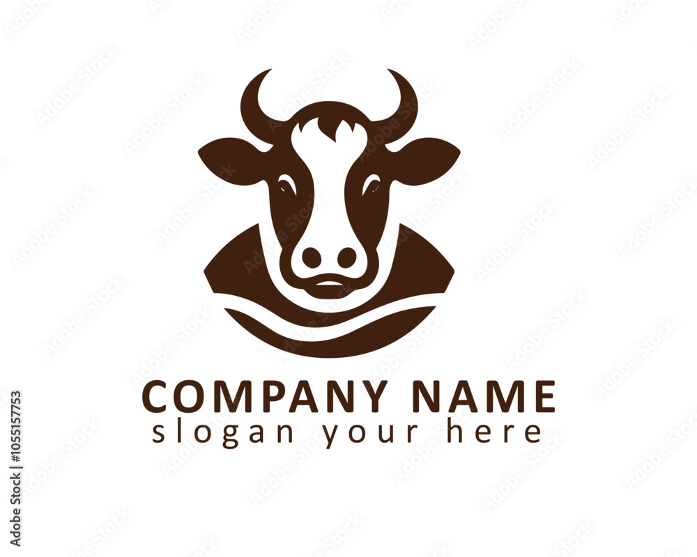 Simplified cow logo, ideal for dairy and farm brands Simplified cow logo, ideal for dairy and farm brands