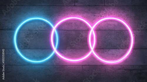 Wallpaper Mural Neon Circles Wall Art: Abstract Minimalist Design Torontodigital.ca