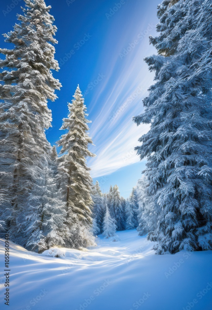 breathtaking winter wonderland frosted evergreen trees under clear blue skies soft fluffy snow blanketing ground, landscape, beauty, nature, outdoor, ice breathtaking winter wonderland frosted evergreen trees under clear blue skies soft fluffy snow blanketing ground, landscape, beauty, nature, outdoor, ice