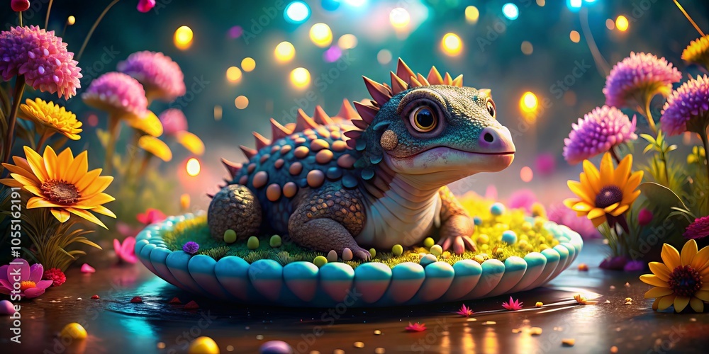 Chubby Baby Ankylosaurus on Float, Flower Arranging, Bokeh Effect, Cute Dinosaur Decor, Fun Summer Vibes, Adorable Creature, Playful Scene, Floral Fantasy, Childlike Wonder, Nature Joy Chubby Baby Ankylosaurus on Float, Flower Arranging, Bokeh Effect, Cute Dinosaur Decor, Fun Summer Vibes, Adorable Creature, Playful Scene, Floral Fantasy, Childlike Wonder, Nature Joy