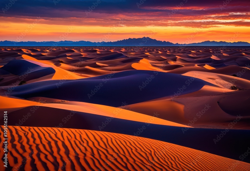 Naklejka premium captivating scene dramatic skies over majestic desert dunes vibrant colors creating stunning landscape perfect nature enthusiasts photographers, sand, cloud