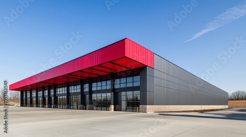 Modern Red and Black Warehouse Exterior 