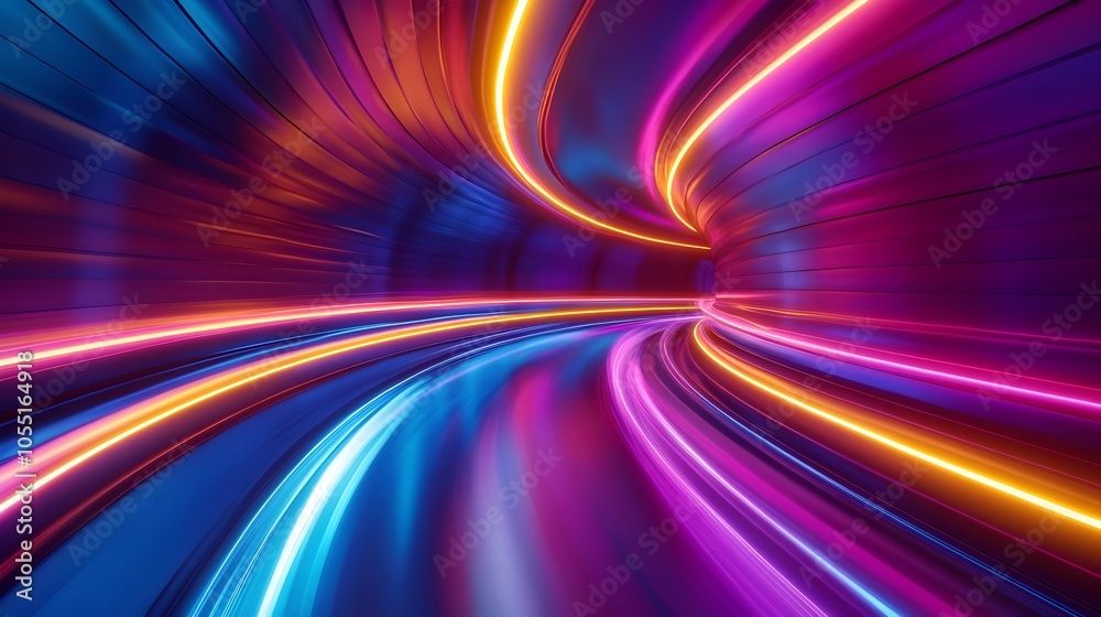 Captivating 3D background featuring a futuristic neon lit tunnel with smooth curving walls and mesmerizing glowing light trails creating a dynamic and immersive digital art visualization Captivating 3D background featuring a futuristic neon lit tunnel with smooth curving walls and mesmerizing glowing light trails creating a dynamic and immersive digital art visualization