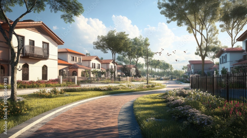 Obraz premium Suburban Community with Clean Lines and High Resolution