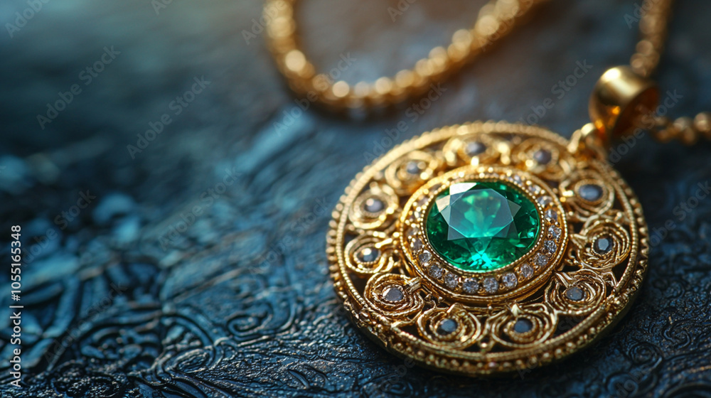 Elegant Gold Pendant with Emerald Centerpiece
