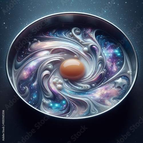 148 Galactic Swirl A holographic image of scrambled eggs resembl photo