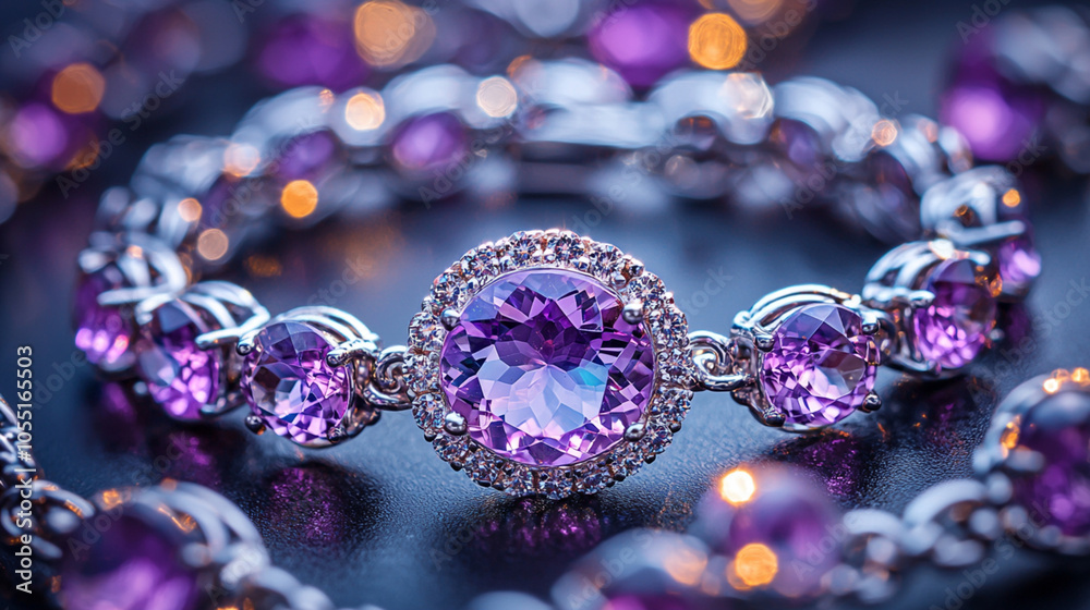 Close-Up of Sparkling Amethyst Bracelet Close-Up of Sparkling Amethyst Bracelet