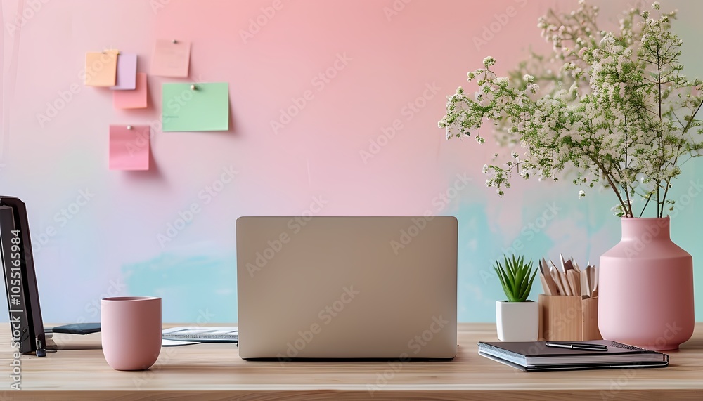 Obraz premium a modern office workspace with laptops