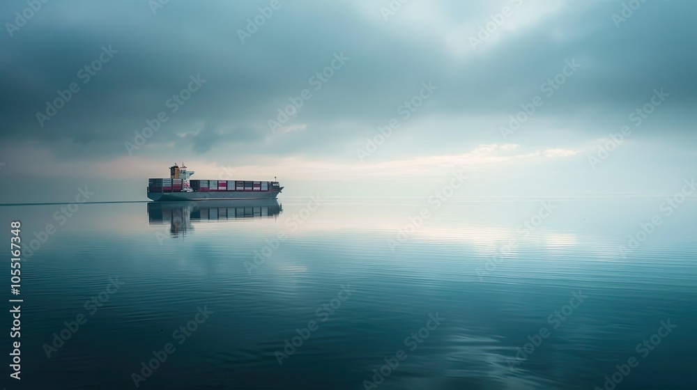 Container ship sailing alone in calm waters Container ship sailing alone in calm waters