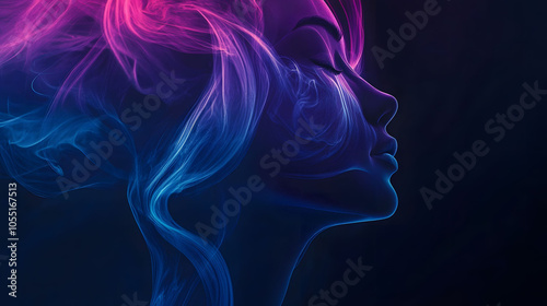 Blue background with swirling clouds and a flowing pattern, featuring hints of smoke and light for a smooth, artistic effect