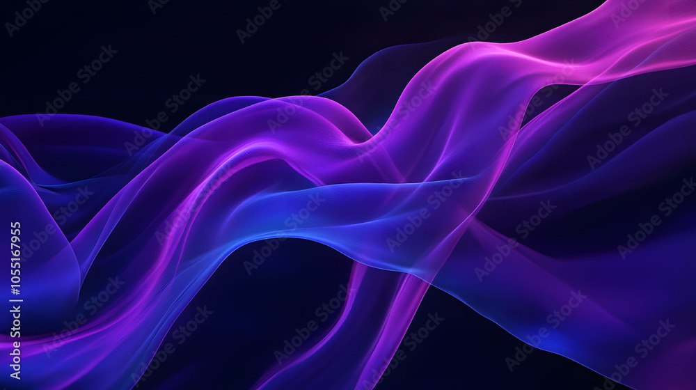 Obraz premium Blue background with swirling clouds and a flowing pattern, featuring hints of smoke and light for a smooth, artistic effect