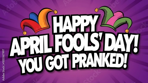 Happy April Fools' Day You Got Pranked! with Jester Hats photo