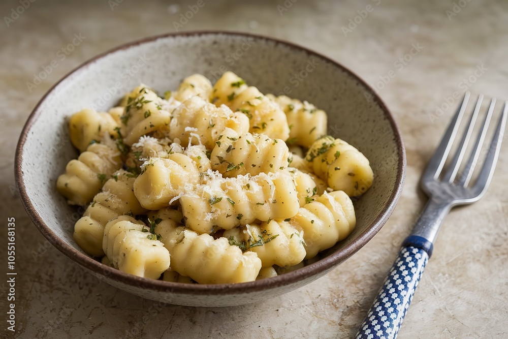 A bowl filled with a delicious-looking dish of gnocchi