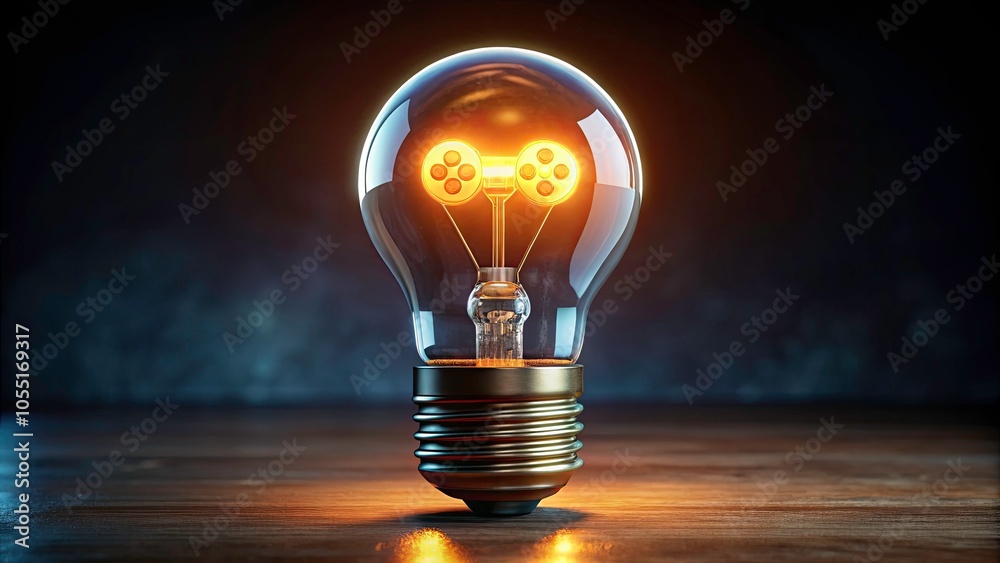 Innovative Gaming Concept: Glowing Controller in Lightbulb - Drone Photography Innovative Gaming Concept: Glowing Controller in Lightbulb - Drone Photography