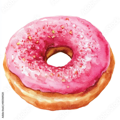 Doughnut watercolor clipart illustration
