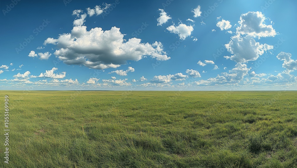 Blue Sky and Green Field: Nature's Open Space Blue Sky and Green Field: Nature's Open Space