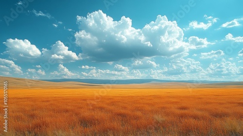 Lush field of tall green grass swaying under a bright blue sky on a sunny day.