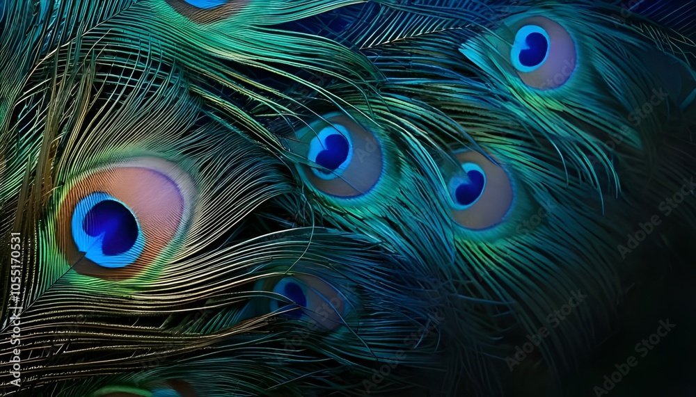 Obraz premium Vibrant Tails: A Captivating Peacock Feather Background