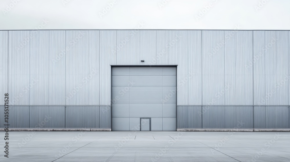 Industrial Building Exterior with Large Roll-Up Door Industrial Building Exterior with Large Roll-Up Door