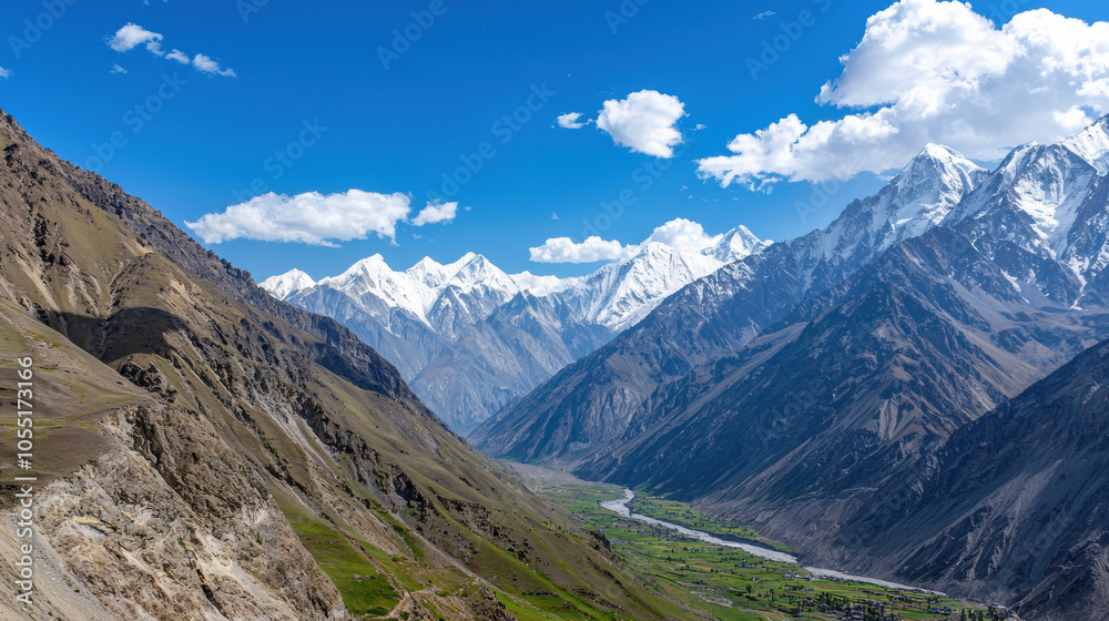 Majestic Mountain Landscape with Clear Blue Sky Majestic Mountain Landscape with Clear Blue Sky