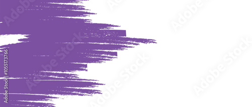 white banner background with purple brush strokes