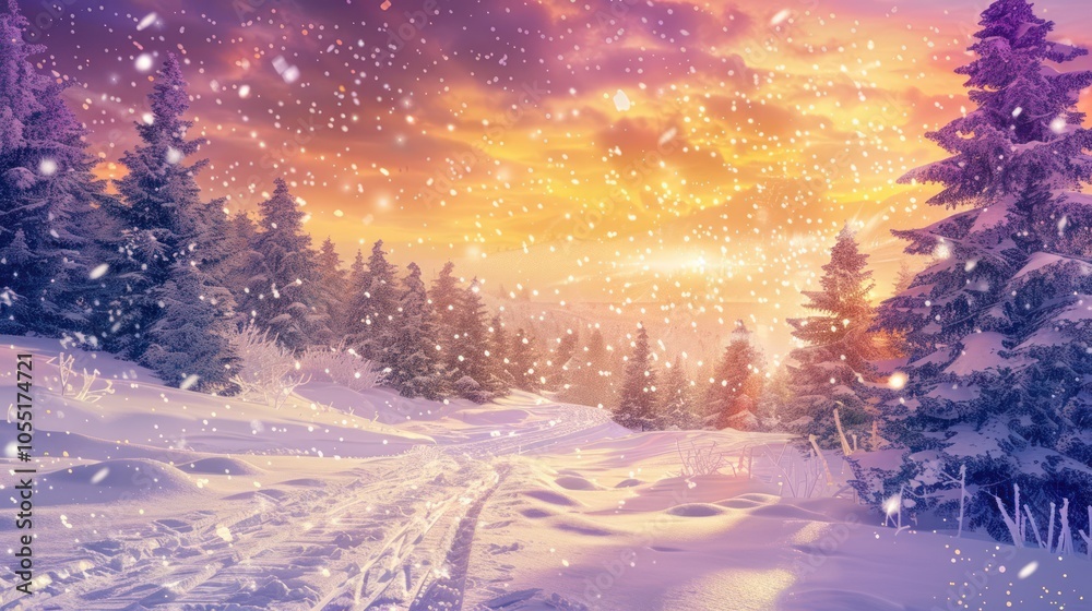 Snowy Forest at Sunset Snowy Forest at Sunset