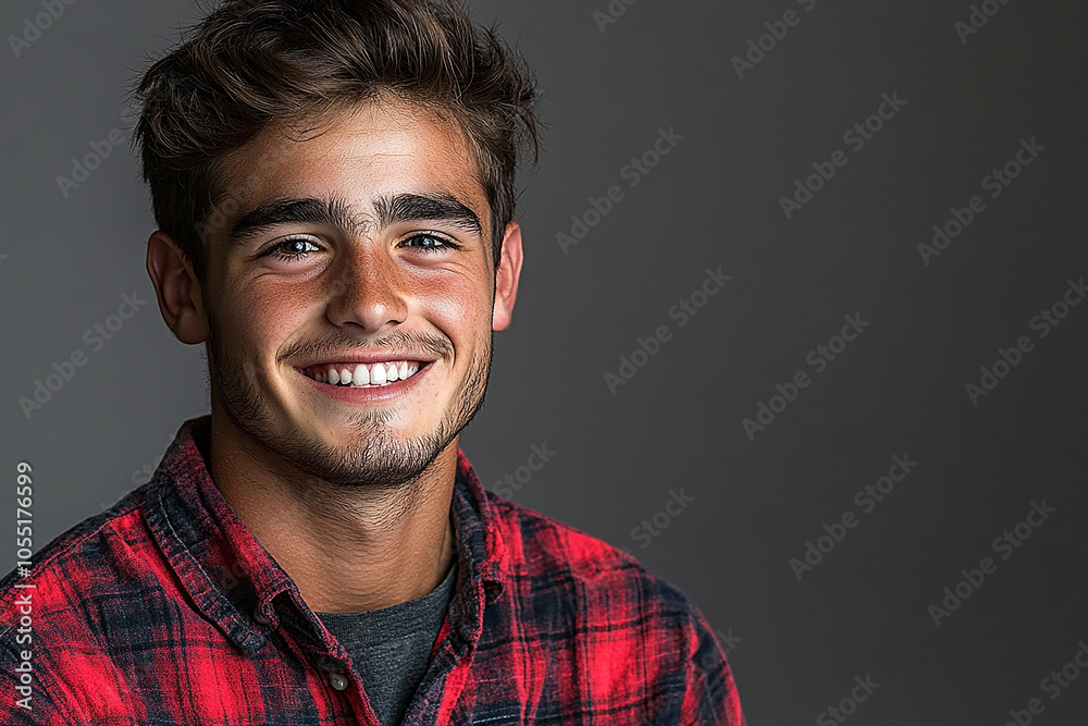 Obraz premium Portrait of smiling white cute teenage boy