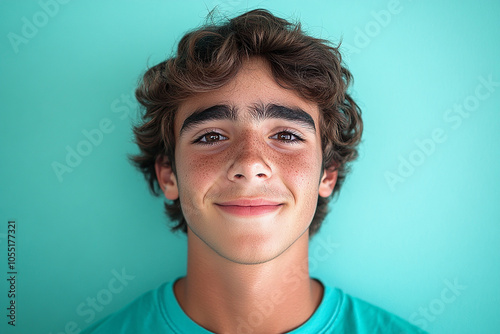 Portrait of smiling white cute teenage boy