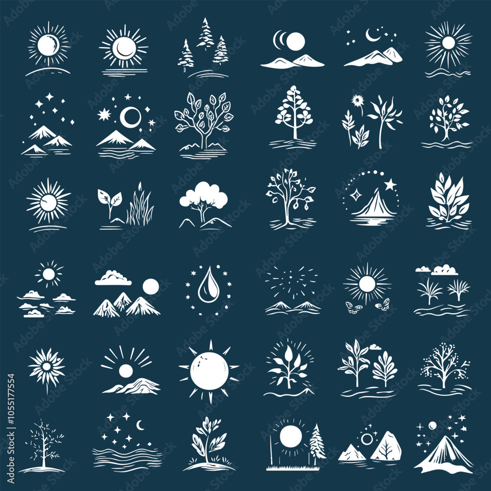 Nature and Sun Symbols Collection Nature and Sun Symbols Collection