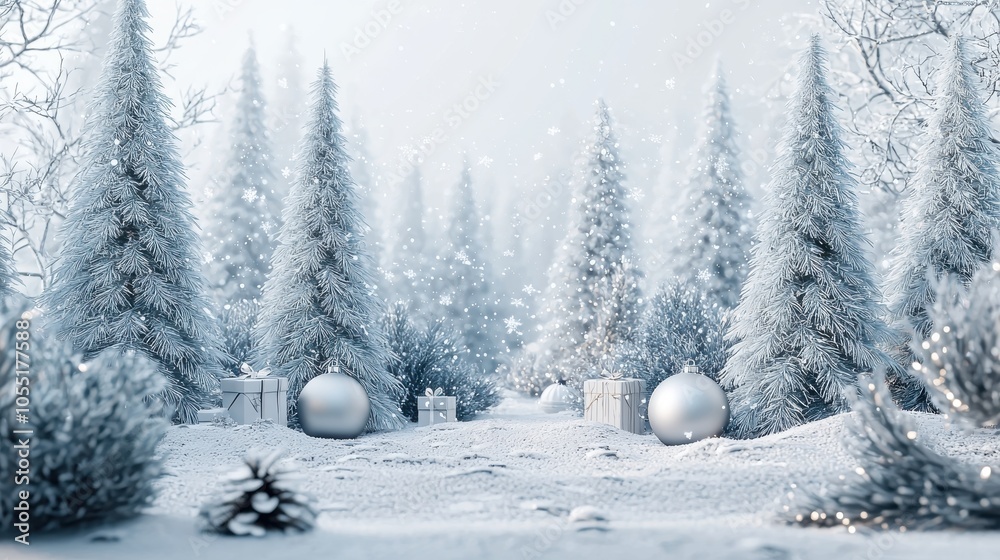 Fototapeta premium Christmas Gift Card with Sparkling Winter Wonderland Theme